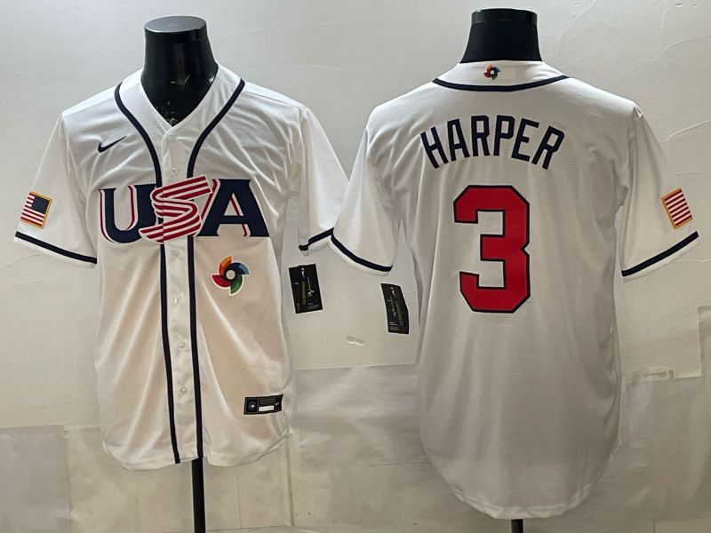 Men 2026 World Cub USA #3 Harper White Game Nike MLB Jersey style 008->->MLB Jersey